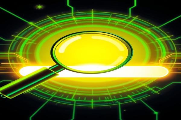 Zero click search concept with glowing magnifying glass and futuristic search interface