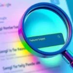 Magnifying glass highlighting the term "Featured Snippet" on a Google search results page.